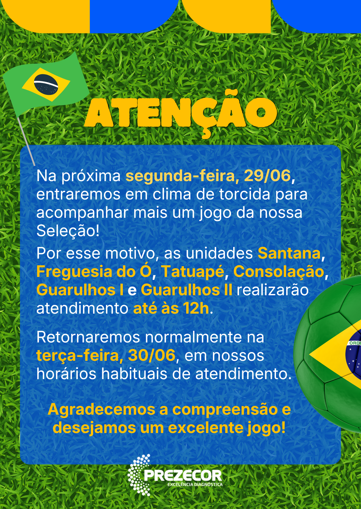Aviso - Dia do Trabalho